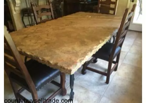Stone/Iron kitchen table & chairs